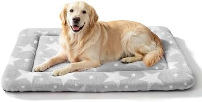 Dog Bed Mat, Reversible Dog Crate Pad with Washable Kennel Mat and Soft Foam, Pet Bed for Dogs & Cats, for Crates Carriers & Travel(Big&Small Stars Grey, 35" L*23" W*1.5" Th)