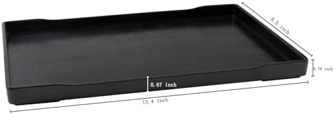 OMEM Reptile Bowl Large Food and Water Dish Enough Space Also Fit for Bath Simulated Wood Grain Surface (XL, Black)