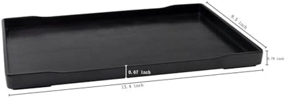 OMEM Reptile Bowl Large Food and Water Dish Enough Space Also Fit for Bath Simulated Wood Grain Surface (XL, Black)