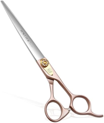 8'' Dog Straight Scissors for Grooming 440C Stainless Steel Rose Gold Professional Pet Trimming Scissors Sharp Blades Cutting for Dogs and Cats Shears