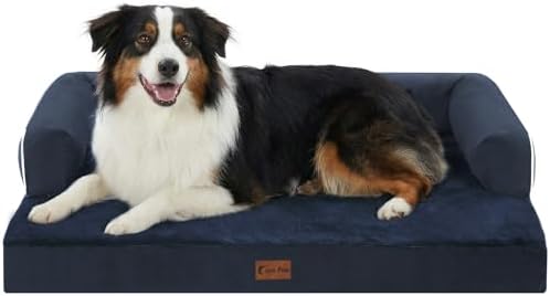 Waterproof Orthopedic Dog Bed for Medium Dogs, 35x22in, Navy Blue