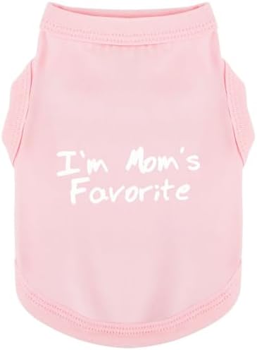 Cozy Sleeveless Canine Wear Dog Clothes, Soft, Lightweight, and Breathable Cotton Dog Shirt with I'm Mom's Favorite Print.Vest Tank Top Ideal for Small, Medium, and Large Breeds Light Pink M