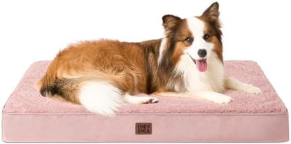 EHEYCIGA Orthopedic Dog Bed Large with Removable Washable Cover, 41IN Pink