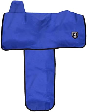 Harrison Howard Long-Lasting 6 Elastic Straps 600 Denier Waterproof Western Saddle Cover-Blue