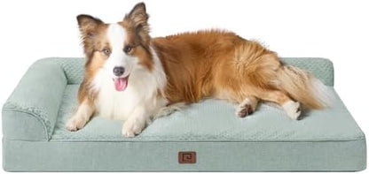 EHEYCIGA XL Dog Bed Memory Foam for Crate, Extra Large Dog Bed Orthopedic with Washable Removable Cover, Waterproof Pet Sofa Couch XLarge Size Dogs, 41x27x6.5, Greyish Green