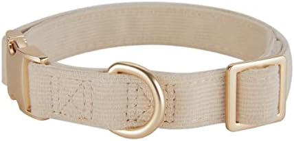 Soft Corduroy Fibric Dog Collar with High Grade Metal Buckle, for Large Dogs.(White,Large:17-26")