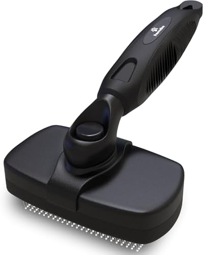 Deshedding Dog Brush for Shedding – Self Clean Cat Brush Deshedding & Grooming Tool for Long Haired and Short Haired Dogs, Slicker Brushes for Dogs, Skin-Friendly, Retractable Bristles, Easy to Clean