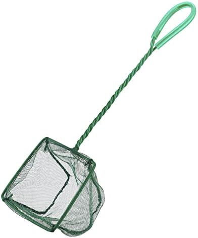 Pawfly Aquarium Fish Net with Braided Metal Handle Square Net with Soft Fine Mesh Sludge Food Residue Wastes Skimming Cleaning Net for Fish Tanks Small Koi Ponds and Pools