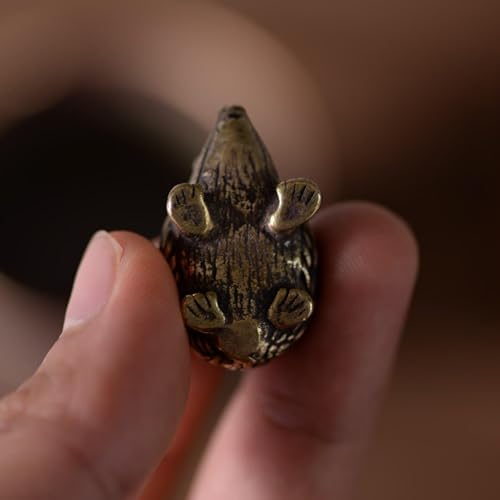 Miniature Hedgehog, Dollhouse Miniature Retro Brass Hedgehog Statue Ornament, Mini Micro Garden Landscaping Decoration
