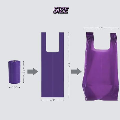 Purple T-Shirt Poop Bags with Easy-Tie Handles(90 Count)