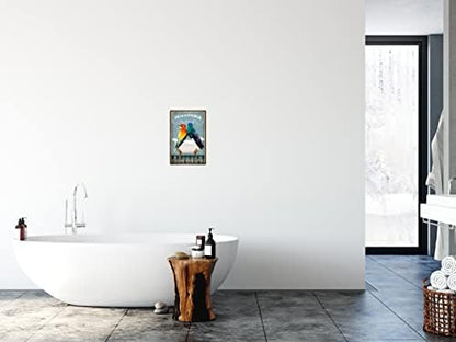 Funny Hummingbird Decor Vintage Bathroom and Bathtub Metal Tin Sign Bear Pet Lovers Gift Farm Home Bar Man Cave Retro Wall Art Poster Accessories 8x12 in