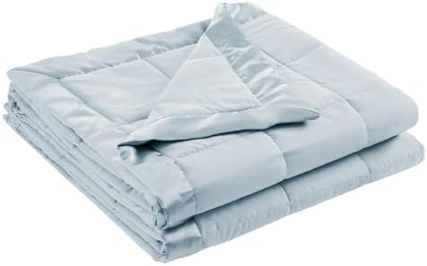 Madison Park Down Alternative Queen Blanket for Bed, Satin Trim, Blue