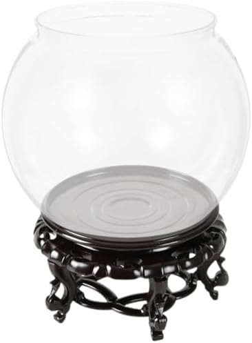 DECHOUS Round Fish Bowl Desktop Fish Tank with Base Small Aquarium Decor for Betta Hydroponic Vase Planter Clear Plastic Tabletop Bowl for Office Home Display