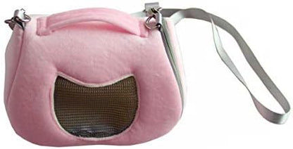 Hamster Carrier Bag Portable Outdoor Travel Handbag with Adjustable Single Shoulder Strap for Hamster Small Pets (Pink)
