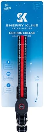 Sherry Kline LED Light-Up Pet Collar - USB Rechargeable - Flashing Glow in The Dark Size Small, Color: Red