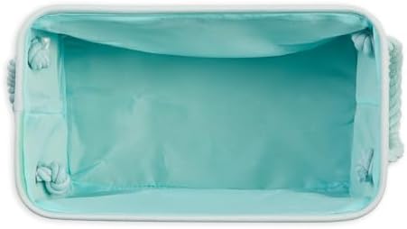 Bone Dry Pet Storage Collection Striped Paw Patch Bin, Aqua, Small Rectangle