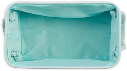 Bone Dry Pet Storage Collection Striped Paw Patch Bin, Aqua, Small Rectangle