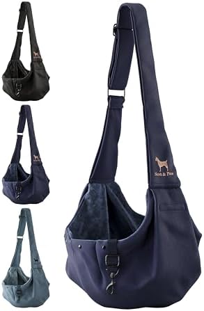 Noah & Paw Dog Sling Carrier for Small Dogs 3-10lb, Dog Sling for Small Dogs and Cats, Dog Carrier with Adjustable Padded Strap, Premium Twill, Lined with Fur, Double Safety Feature, Machine Washable
