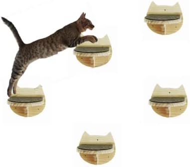 SHENGOCASE 5-Pack Natural Wood Wall Mounted Cat Steps