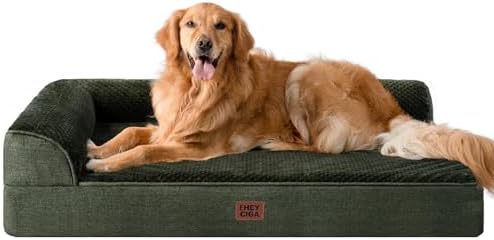 EHEYCIGA Extra Large Dog Bed Othorpedic, Memory Foam XL Dog Bed with Washable Removable Cover, Waterproof Pet Sofa Couch XLarge Size Dogs with Nonskid Bottom, 44x32x6.5, Dark Green