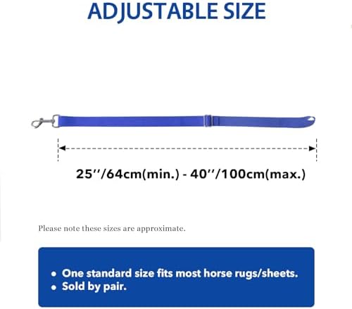Harrison Howard Half Elastic Horse Blanket Leg Straps Replacement, Adjustable Leg Straps with Controlled Stretch for Heavy Blankets, Secure Fit for Turnout, Stable & Transport Royal Blue Full Large