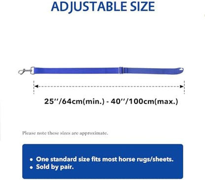 Harrison Howard Half Elastic Horse Blanket Leg Straps Replacement, Adjustable Leg Straps with Controlled Stretch for Heavy Blankets, Secure Fit for Turnout, Stable & Transport Royal Blue Full Large