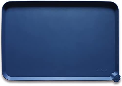 Hoki Found XX-Large Silicone Pet Food Mats - Non-Slip Dog & Cat Bowl Placemats - Waterproof Feeding Mats - Ink Indigo