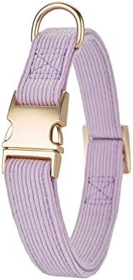 Soft Corduroy Fibric Dog Collar with High Grade Metal Buckle, for Small Dogs.(Purple,Small:10-15")