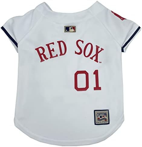 MLB Boston RED SOX Vintage Throwback Jersey for Dogs & Cats in Team Color. Comfortable Polycotton Material, Extra Small