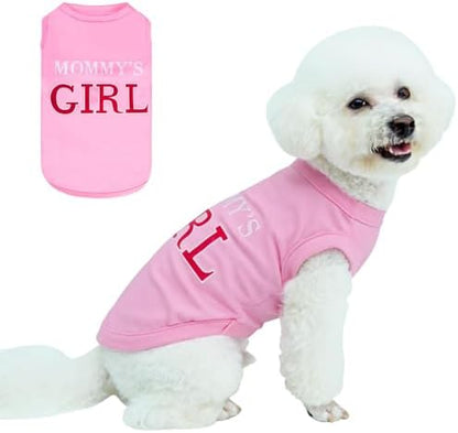 BINGPET Mommy's Girl Dog Shirt, Mamas Girl Puppy T-Shirt, Soft Cotton Vest