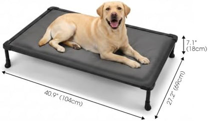 Veehoo Chew Proof Elevated Dog Bed, Padded Indestructible Raised Dog Cot