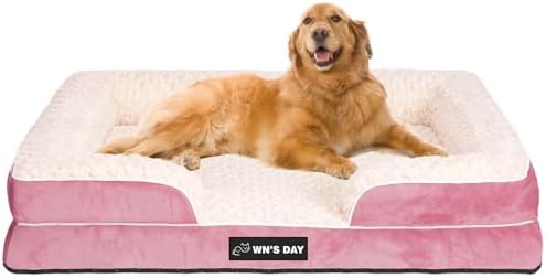 Orthopedic Dog Bed Medium Large Sized Dog, Extra Large Dog Bed(Pink, XXL)