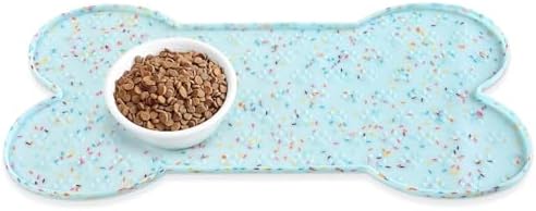 PWTAA Dog Food Mat Anti-Slip Silicone Dog Bowl Mat Thicker Pet Placemat Waterproof Cat Feeder Pad with Raised Edge Puppy Kitten Feeding Mats Suitable Small Medium-Sized Dogs Cats Eating Tray