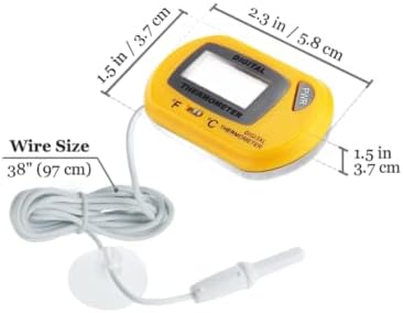 SunGrow Reptile Digital Thermometer, 1.5” x 2.3” x 0.5”, Easy to Read Display, Yellow, Battery Not Included, 1-Pack