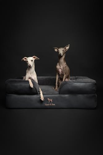 NOAH & PAW Large Dog Bed, 35x25x11 Inch, Orthopedic Dog Beds, Eggshell Memory Foam Infused with Cooling Gel, Inner Cover, Water Resistant, Machine Washable (Faux Leather)