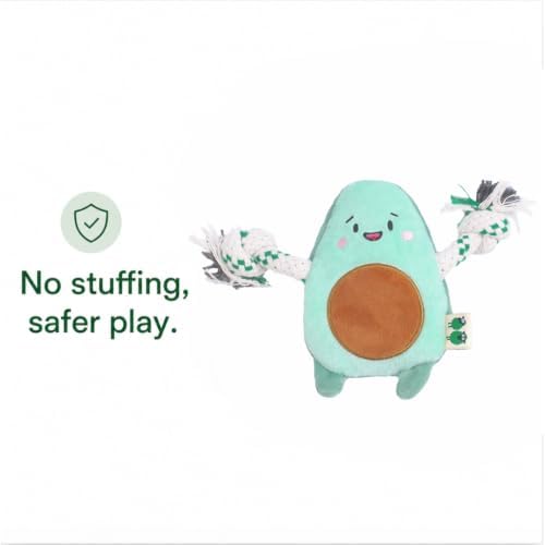 Green Sheep Puppy Plush Dog Toy, No Stuffing Squeaky Toy with Recycled Cotton Rope for Teething, Comfort and Gentle Play, Small Dogs and Puppies, Chew Toy, Avacado