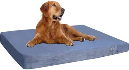 Dogbed4less Orthopedic Gel Memory Foam Pet Dog Bed, Waterproof Liner with External Microsuede Cover and Bonus Antislip Cover (Microsuede Gray, 55"X47"X4" Inches)