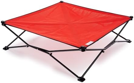 Coolaroo On-The-Go Elevated Dog Bed - Foldable Pop-Up Travel Dog Bed with Breathable, Moisture-Resistant Fabric, Carry Bag Included, Lightweight & Portable, Red, Extra Large