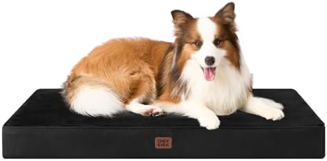 EHEYCIGA Large Memory Foam Dog Crate Bed Washable, 35x23Inch, Black