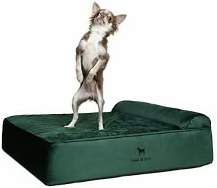 NOAH & PAW Dog Bed, 28x23x7.5 Inch, Orthopedic Dog Beds for Medium Size Pets, Eggshell Memory Foam Infused with Cooling Gel, Water Resistant, Machine Washable, Includes Inner Cover (Velvet Collection)