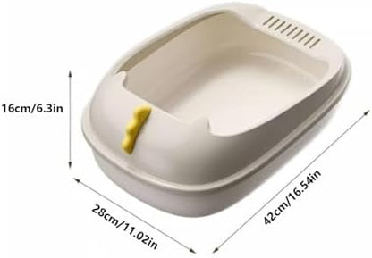 Litter Box, Durable Open Cat Litter Box with Scoop,Anti Splash Pet Tray Cat Litter Box(Gray)