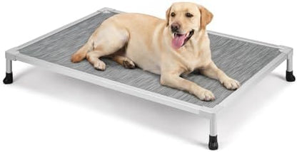 Veehoo Chew Proof Elevated Dog Bed, Silver Aluminum Dog Cot, Pre-Assembled