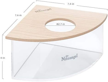 Niteangel Animal Sand-Bath Box: - Acrylic Critter's Sand Bath Shower Room & Digging Sand Container for Hamsters Mice Lemming Gerbils or Other Small Pets (Triangle, Burlywood)