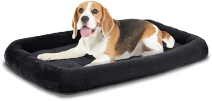 Patas Lague Small Dog Bed Bolster Pet Crate Mat 24''x18'' Black
