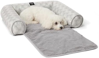 Nicole Miller New York PET Kendall Fluted Geo Cozy Couch Protector Pet Bed, Cozy & Calming, Non-Slip Bottom, Machine Washable, Grey, Large 40"x23"x4"