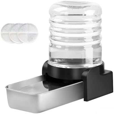 Marchul 1 Gallon Cat Water Dispenser, Automatic Gravity Dog Water Bowl Dispenser with 3 Filters, Stainless Steel Large Capacity Cat Waterer for Cats and Small Dogs (3 Filters) 3.8L