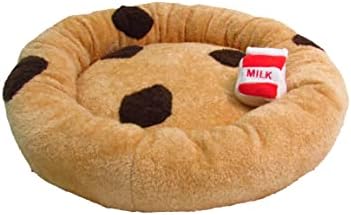 TONBO Soft Plush Small Cute and Cozy Food Dog Cat Bed, Washer and Dryer Friendly (Chocolate Chip Cookie)