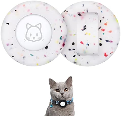 SimpleThings Compatible with Airtag Cat Collar Holder, Small Collar Holder Compatible with Apple Air Tag GPS Tracker, 2Pack Waterproof Case Cover for Cat Dog Pet Collar Within 3/8 inch (2 Transflower)
