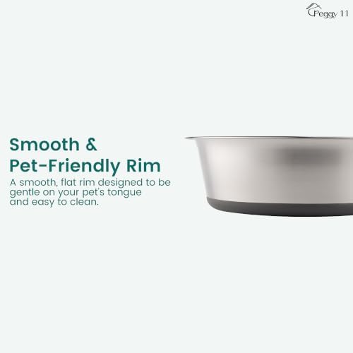 PEGGY11 Nonslip Stainless Steel Dog Bowls, 7.6 US Cup Each, 2 Pack