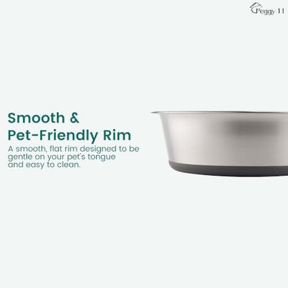 PEGGY11 Nonslip Stainless Steel Dog Bowls, 7.6 US Cup Each, 2 Pack
